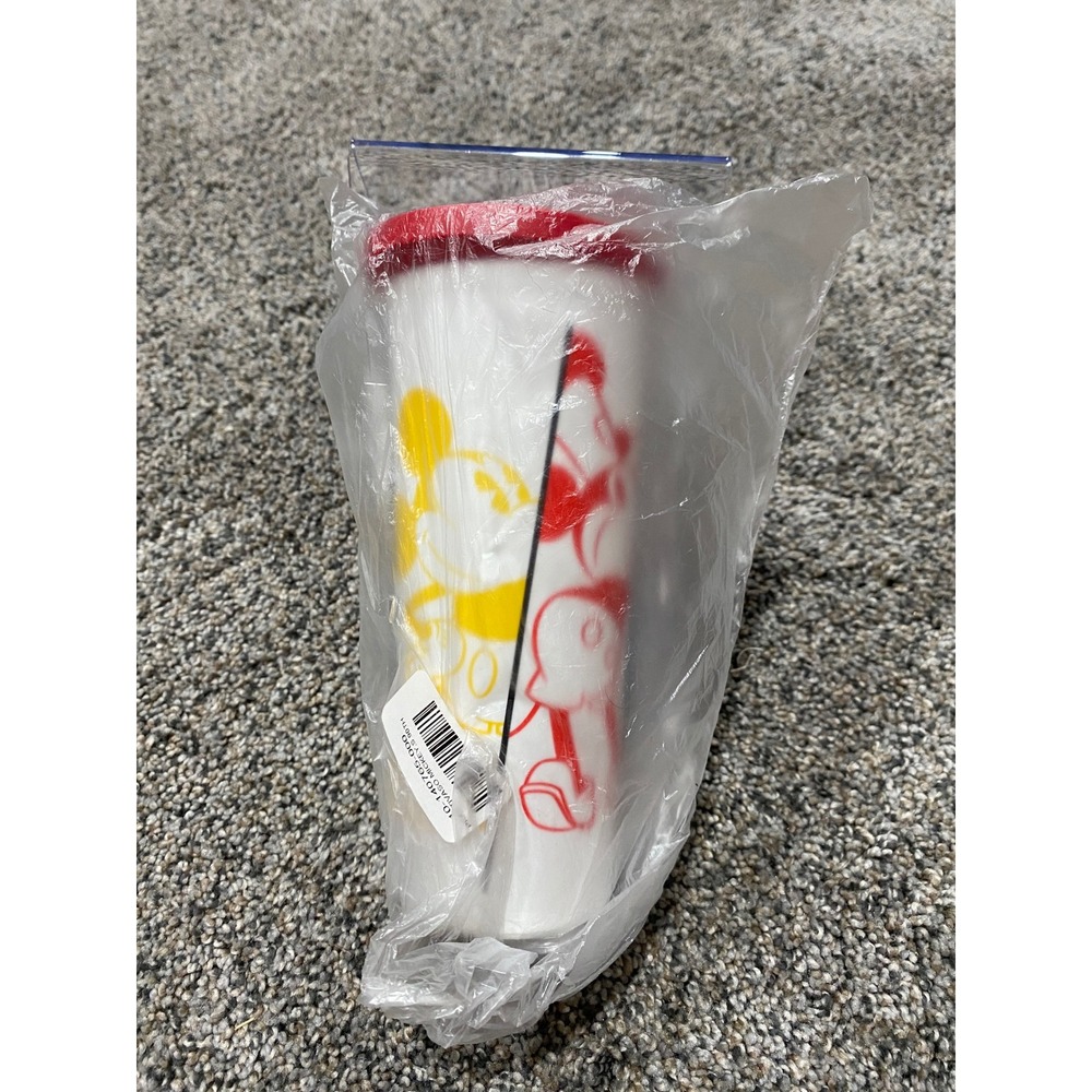 Disney Tumbler Unisex OS‎ White New Mickey Mouse Silhouette Red Lid Graphic Cup